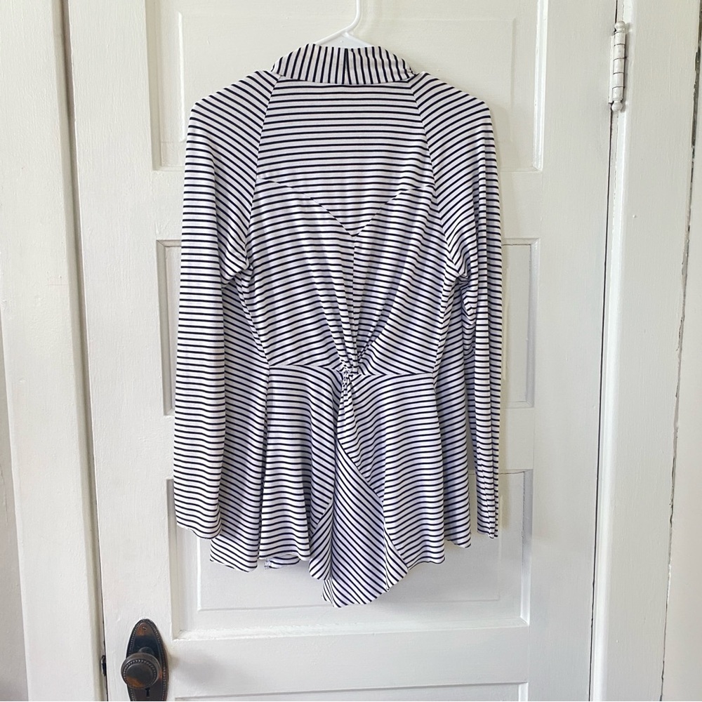 MARKET & SPRUCE Black and White Striped Open Front Cardigan Women's Size Large - Picture 4 of 6